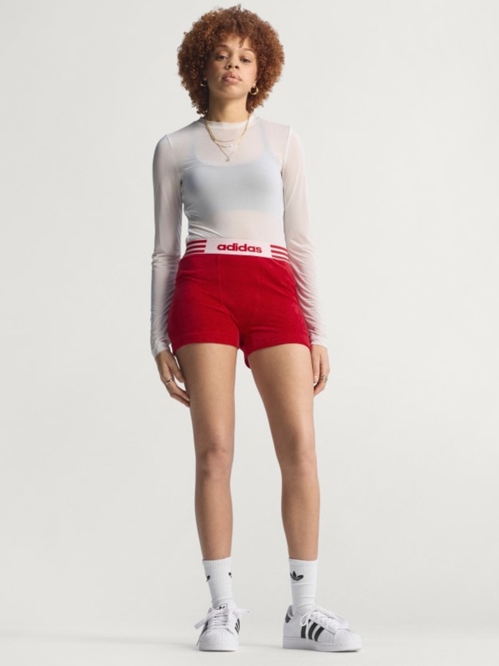 adidas WINTERIZED BOOTY SHORTS Red High-Rise Athletic Shorts - Picture 4 of 7